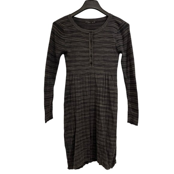 Prana Dress Women M Grey Contrast Striped Ribbed Sweater Knit Active Athleisure - Picture 1 of 7